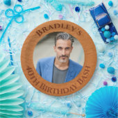 40e verjaardag bruin leder papieren bordje (Feest)