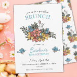 40e verjaardag Brunch Springtime Uitnodiging<br><div class="desc">Viel deze lente een mijlpaal op de verjaardag met deze prachtige, mooie lente verjaardagsuitnodiging. Deze whimsical-uitnodiging bevat originele illustraties die de geest van het seizoen weergeven met zijn afspeelse bloemontwerp. De schattige bunny, lentedadavers en zoete blauwe vogels voegen een unieke aanraking toe, waardoor deze uitnodiging perfect is voor een lentepicnisch,...</div>