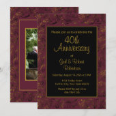 40e verjaardag Burgundy Goud Kaart (Voorkant / Achterkant)