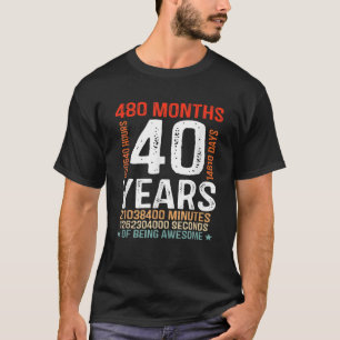 40e verjaardag cadeautjes 40 jaar oud 480 maanden  t-shirt