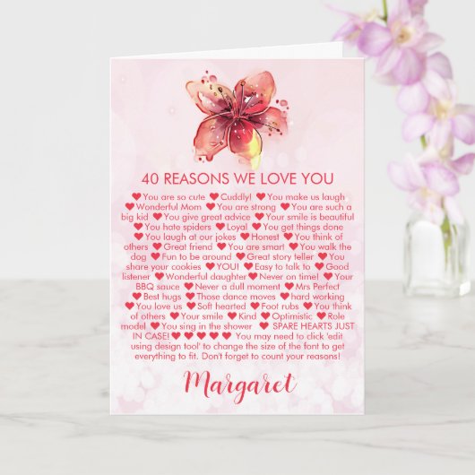 40e verjaardag Calla Lilly Reasons Kaart (Orchidee)