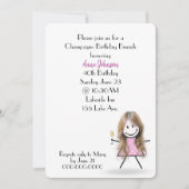 40e verjaardag Champagne Brunch Stick Girl Kaart (Voorkant)