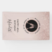 40e verjaardag Champagne Toast Verticaal glitter Spandoek (Horizontaal)
