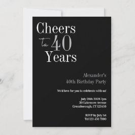 40e verjaardag Cheers 40 jaar Black Silver Party Kaart