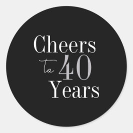 40e verjaardag Cheers 40 jaar Black Silver Party Ronde Sticker