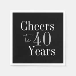 40e verjaardag Cheers 40 jaar Black Silver Party Servet
