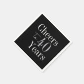 40e verjaardag Cheers 40 jaar Black Silver Party Servet (Hoek)