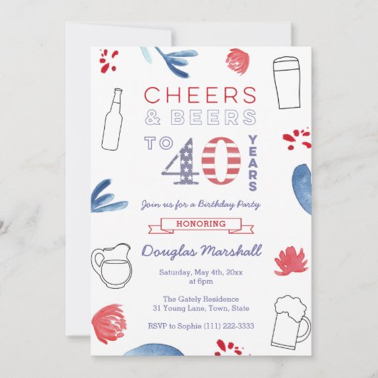 40e verjaardag, Cheers and Beers Kaart (Voorkant)