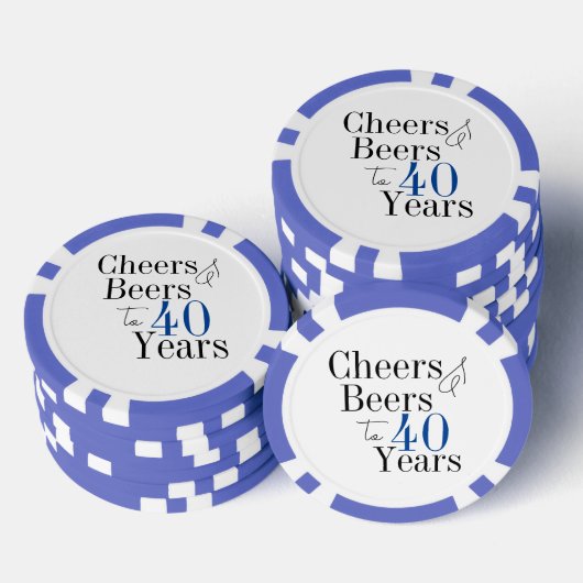 40e verjaardag Cheers and Beers Party Blauw Poker Chips (Opstapeling)