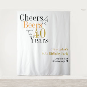 40e verjaardag Cheers Beers Minimale achtergrond Wandkleed