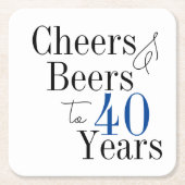 40e verjaardag Cheers Beers Navy Blue Party Kartonnen Onderzetters (Voorkant)