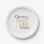 40e verjaardag Cheers Beers Party Papieren Bordje (Voorkant)