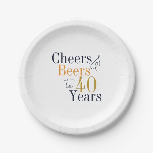 40e verjaardag Cheers Beers Party Papieren Bordje (Voorkant)