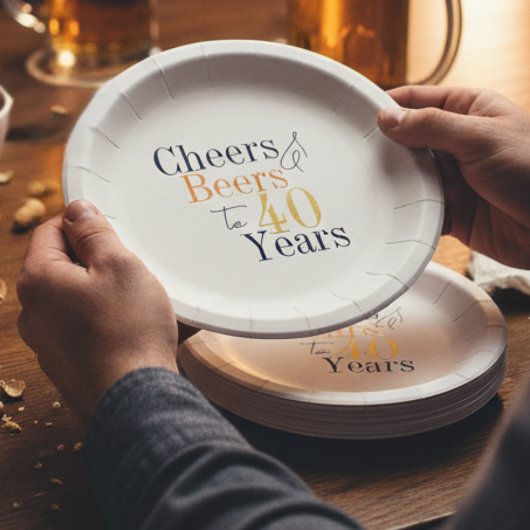 40e verjaardag Cheers Beers Party Papieren Bordje