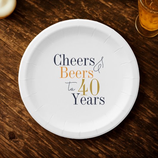 40e verjaardag Cheers Beers Party Papieren Bordje