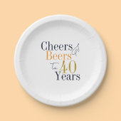 40e verjaardag Cheers Beers Party Papieren Bordje