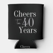 40e verjaardag Cheers Black Silver Party Favoriet Blikjeskoeler (Voorkant)