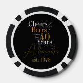 40e verjaardag Cheers en bieren gepersonaliseerde Poker Chips (Achterkant)