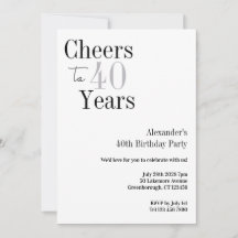 40e verjaardag Cheers Minimal Birthday Party
