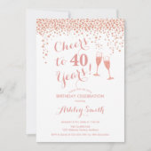 40e verjaardag - Cheers tot 40 jaar Roos Gold Whit Kaart (Voorkant)