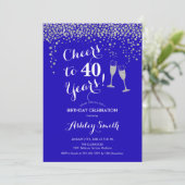 40e verjaardag - Cheers tot 40 jaar Royal Blue Kaart (Staand voorkant)