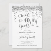 40e verjaardag - Cheers tot 40 jaar zilverwit Kaart (Voorkant)