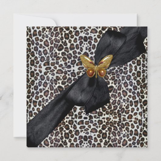 40e verjaardag Cheetah Black Butterfly Kaart (Achterkant)