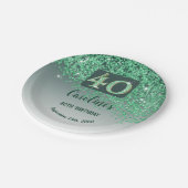 40e verjaardag Chic Falling Green Glitter Papieren Bordje (Gekanteld)
