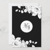40e verjaardag Chic Modern Black and White Floral Kaart (Achterkant)