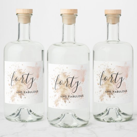 40e verjaardag Chic Pink & Gold Likeurfles Etiket (Flessen)