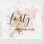 40e verjaardag Chic Pink & Gold Likeurfles Etiket (Enkel label)