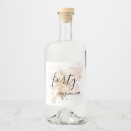 40e verjaardag Chic Pink & Gold Likeurfles Etiket