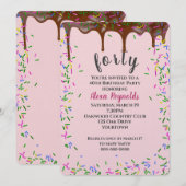 40e verjaardag chocolade ijsjes met sprenkels kaart (Voorkant / Achterkant)