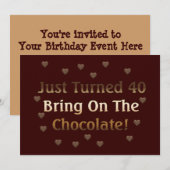 40e verjaardag: chocolade kaart (Voorkant / Achterkant)