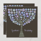 40e verjaardag Chocolate Mauve Tree Invitation Kaart (Voorkant / Achterkant)