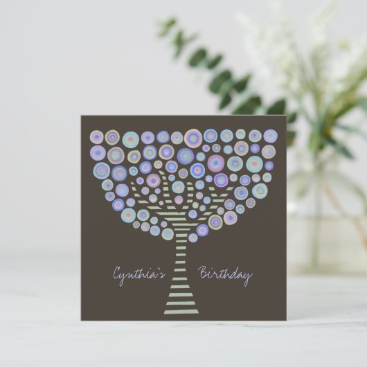 40e verjaardag Chocolate Mauve Tree Invitation Kaart (Staand voorkant)