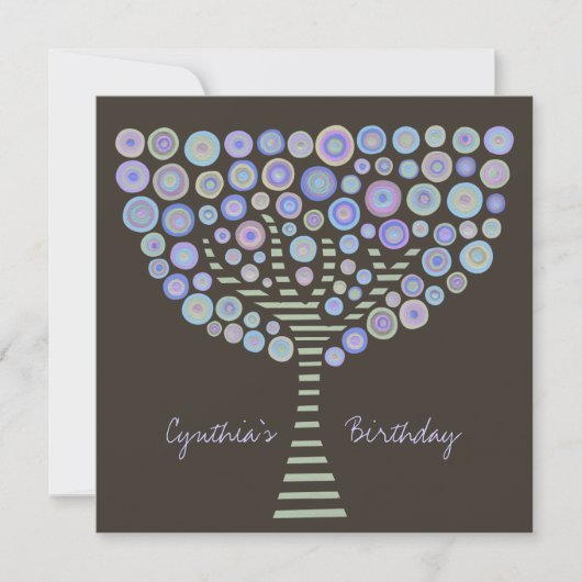 40e verjaardag Chocolate Mauve Tree Invitation Kaart (Voorkant)
