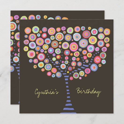 40e verjaardag Chocolate Retro Boom-uitnodiging Kaart (Voorkant / Achterkant)