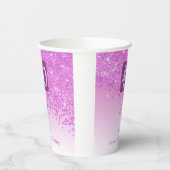 40e verjaardag Classy Falling Pink Glitter Papieren Bekers (Links)