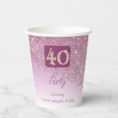 40e verjaardag Classy Falling Roos Gold Glitter Papieren Bekers (Voorkant)