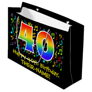 40e verjaardag - Colorful Music Symbols, Rainbow 4 Groot Cadeauzakje