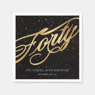 40e verjaardag Confetti Gold Black Stylish Servet