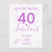 40e verjaardag Confetti Hot Pink Party Uitnodiging (Voorkant)