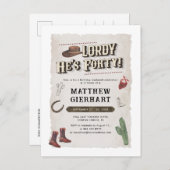 40e verjaardag Cowboy Rodeo Party Retro Uitnodiging Briefkaart (Voorkant / Achterkant)