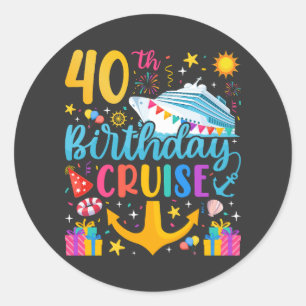 40e verjaardag Cruise B-Day Party Ronde Sticker