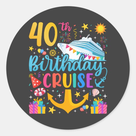 40e verjaardag Cruise B-Day Party Ronde Sticker (Voorkant)