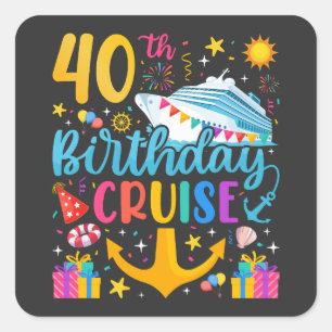 40e verjaardag Cruise B-Day Party Vierkante Sticker