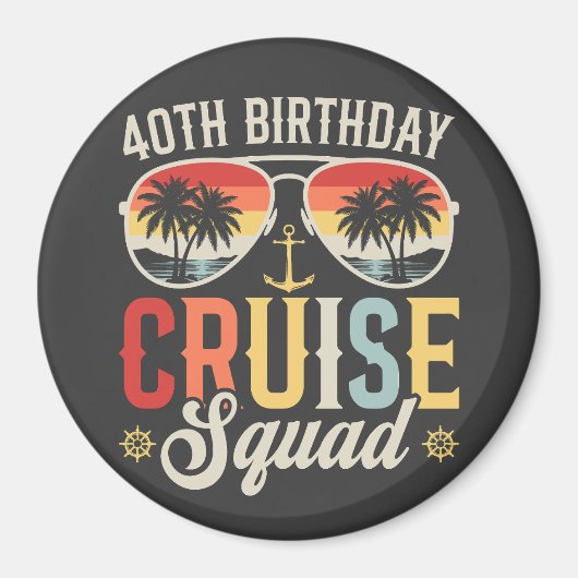 40E Verjaardag Cruise Squad Familie Matching Circl Magneet (Voorkant)