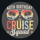 40E Verjaardag Cruise Squad Familie Matching Ronde Sticker<br><div class="desc">40E Verjaardag Cruise Squad Crew Vakantiegroep Familie Matching Design Gift Classic Ronde Stickers Classic Collectie.</div>
