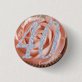 40e verjaardag Cupcake 3 cm rondetoeslag Ronde Button 3,2 Cm